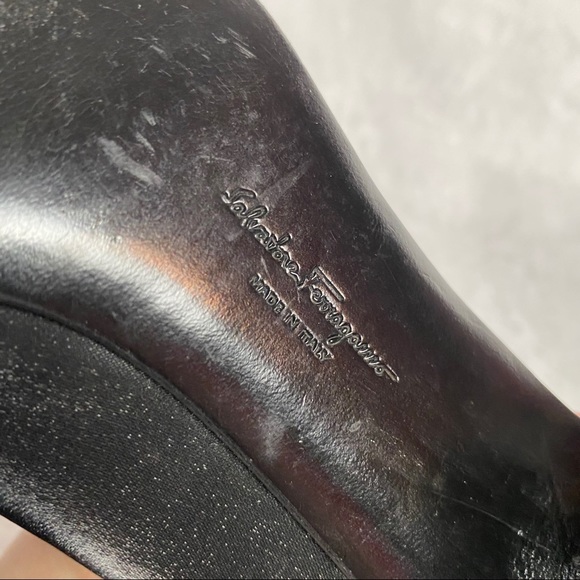 Salvatore Ferragamo Black Shinny Diamond Heels - Picture 10 of 12